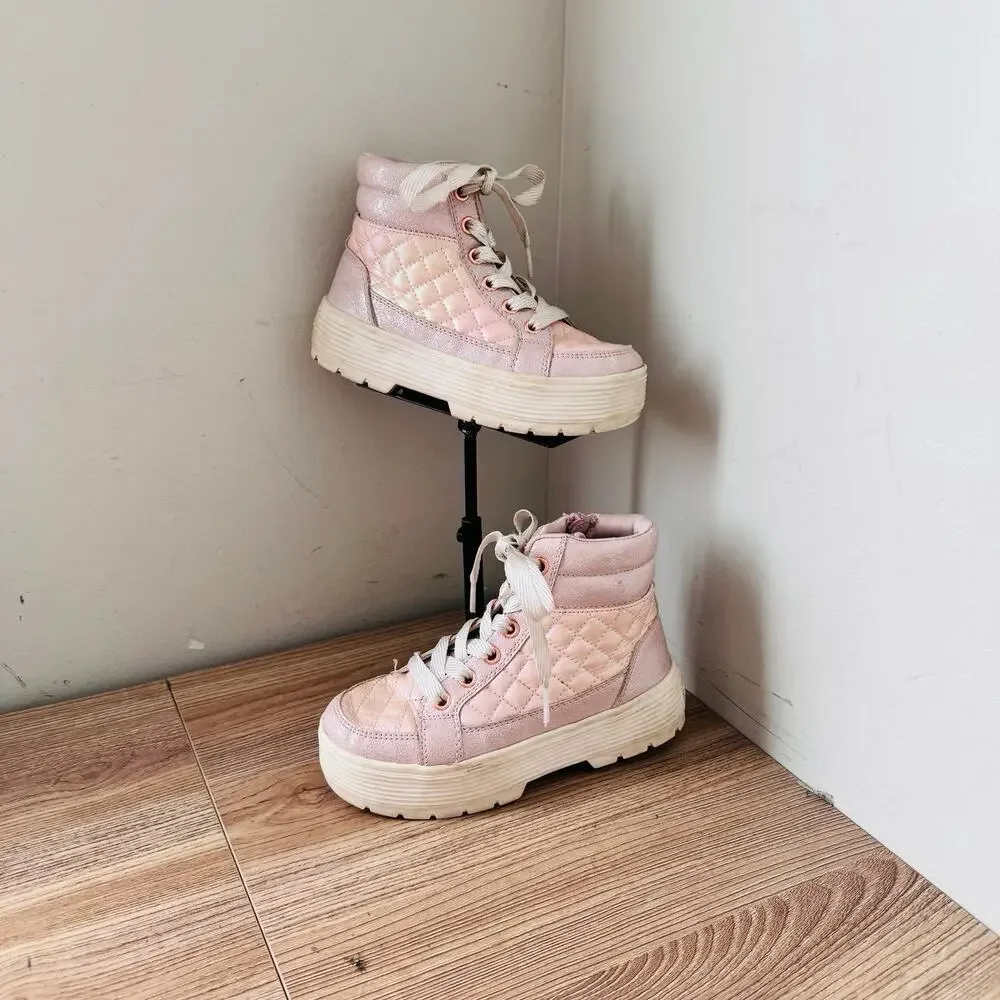 Skechers Street Elevated Pink Booties Girls Size 13